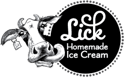 Lick's commitment to homemake quality and local sourcing, encapsulated in its distinctive logo.